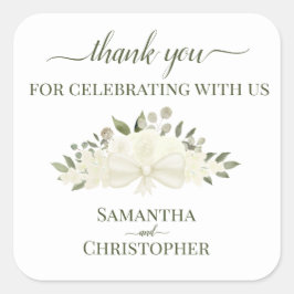 アイボリーホワイトボホフローラ結婚ブーケありがとう スクエアシール
