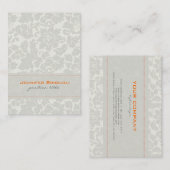 アイボリーホワイトモノトーンヴィンテージフローラマスク 名刺 (正面/裏面)