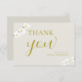 アイボリーホワイトランシンプルズエレガントなウェディングカップル サンキューカード (正面/裏面)