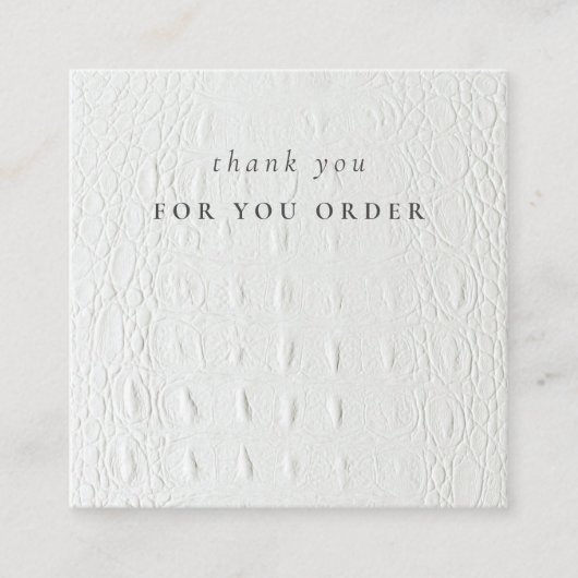 アイボリーホワイトレザーのテクスチ感謝していャーYour For Order スクエア名刺 (正面)