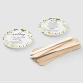 アイボリーホワイトローズグリーンリーフローラ結婚式 プログラム ハンドファン (組立なし)