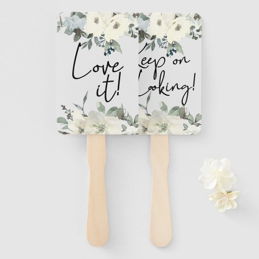 アイボリーホワイトローズフローラはドレスにYesを言う ハンドファン (正面&裏面)