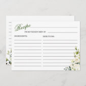 アイボリーホワイトローズフローラブライダルシャワーレシピカード エンクロージャーカード (正面/裏面)