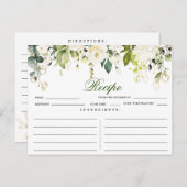 アイボリーホワイトローズフローラブライダルシャワーレシピカード ポストカード (正面/裏面)