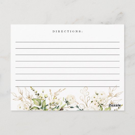アイボリーホワイトローズフローラブライダルシャワーレシピカード ポストカード (裏面)