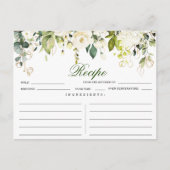 アイボリーホワイトローズフローラブライダルシャワーレシピカード ポストカード (正面)