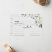 アイボリーホワイトローズフローラ結婚のレシピカード ノートカード (正面/裏面インサイチュ)