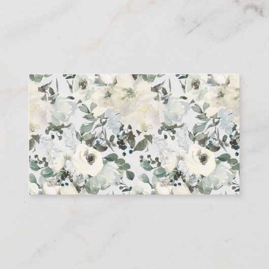 アイボリーホワイトローズフローラ結婚ズエスコートカード プレイスカード (裏面)