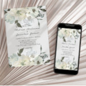 アイボリーホワイトローズフローラ結婚ズ 招待状