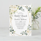 アイボリーホワイトローズユーカリプトゥスグリーンリーブライダルブランチ 招待状 (スタンド正面)