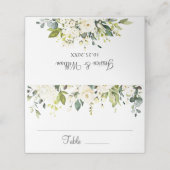 アイボリーホワイトローゼスフローラ結婚グリーンリーのテーブル プレイスカード (外部開封)