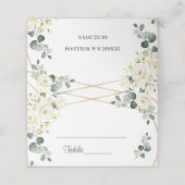 アイボリーホワイトローゼスフローラ結婚グリーンリーのテーブル プレイスカード (外部開封)