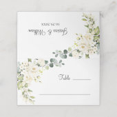 アイボリーホワイトローゼスフローラ結婚グリーンリーのテーブル プレイスカード (外部開封)