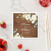 アイボリーホワイトローゼズグリーン素朴リーウッド結婚ズ スタンダードカクテルナプキン (インサイチュ)