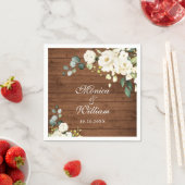 アイボリーホワイトローゼズグリーン素朴リーウッド結婚ズ スタンダードカクテルナプキン (インサイチュ)