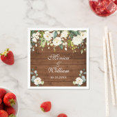 アイボリーホワイトローゼズグリーン素朴リーウッド結婚ズ スタンダードカクテルナプキン (インサイチュ)