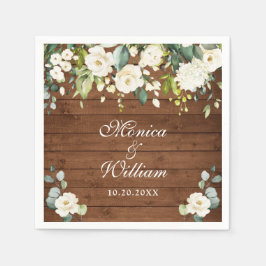 アイボリーホワイトローゼズグリーン素朴リーウッド結婚ズ スタンダードカクテルナプキン