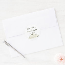 アイボリーホワイトローゼズ&フラッシンプルズ結婚 ラウンドシール
