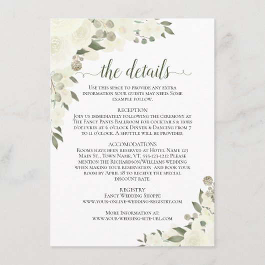 アイボリーホワイトロ素朴ーズボホシック結婚ズ詳細 エンクロージャーカード (正面)