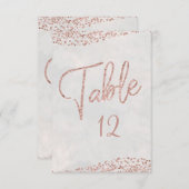 アイボリーホワイト&バラ金ゴールドグラム結婚のテーブル番号 招待状 (正面/裏面)