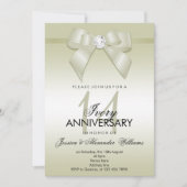 アイボリーボウ&リボン 14周年結婚記念日 招待状 (正面)