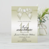 アイボリーボウ&リボン 14周年結婚記念日 招待状 (スタンド正面)
