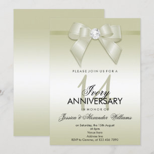アイボリーボウ&リボン 14周年結婚記念日 招待状