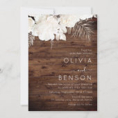 アイボリーボホフラワーズ素朴秋ウッド結婚ズ 招待状 (正面)