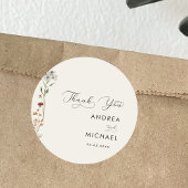 アイボリーボホ秋ワイルドフラワー結婚ズありがとう ラウンドシール