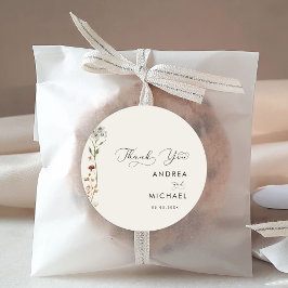 アイボリーボホ秋ワイルドフラワー結婚ズありがとう ラウンドシール