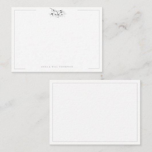 アイボリーマグノリアシンプルクラスエレガントなウェディングカップル ノートカード (正面/裏面)