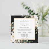 アイボリーマグノリアス綿フローラグリーン結婚リー 招待状 (スタンド正面)