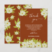 アイボリーマグノリアフラワーラスティー結婚ズサンキューカード サンキューカード (正面/裏面)