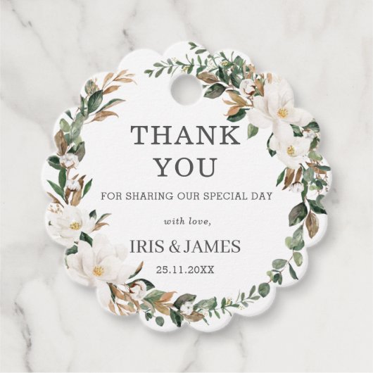 アイボリーマグノリアフローラ結婚グリーナリー フェイバータグ (正面)