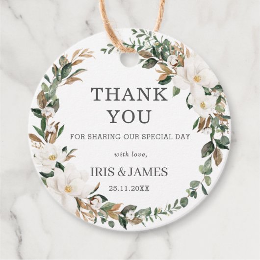 アイボリーマグノリアフローラ結婚グリーナリー フェイバータグ (正面)