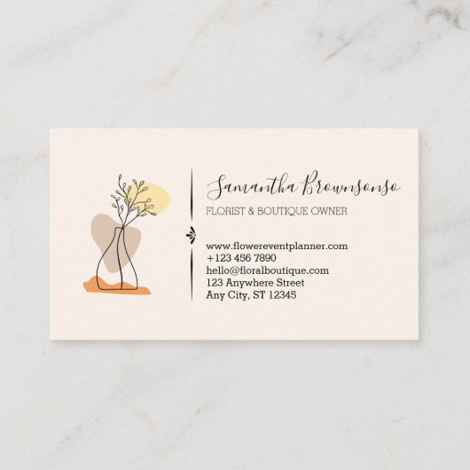 アイボリーミニマリストセラミックポットフローリスト 名刺 (裏面)