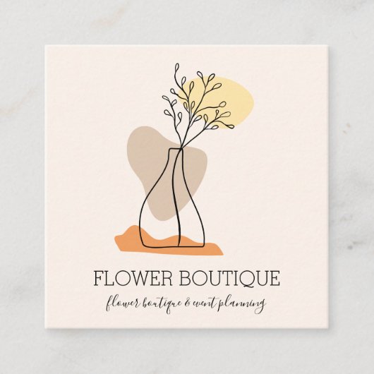 アイボリーミニマリストセラミック形花瓶フローリスト スクエア名刺 (正面)