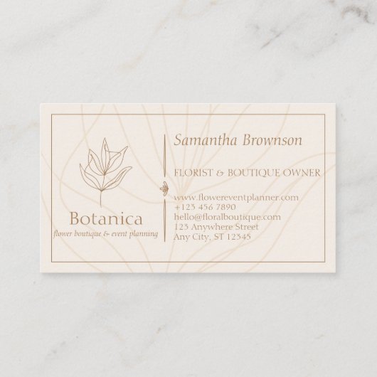 アイボリーミニマリストリーフファーンフラワー 名刺 (裏面)