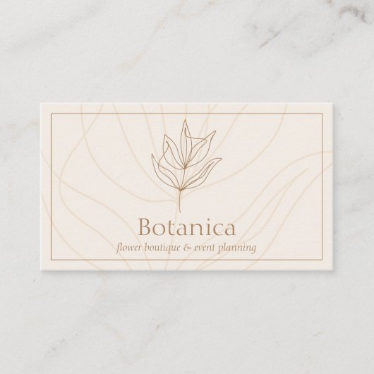 アイボリーミニマリストリーフファーンフラワー 名刺 (正面)