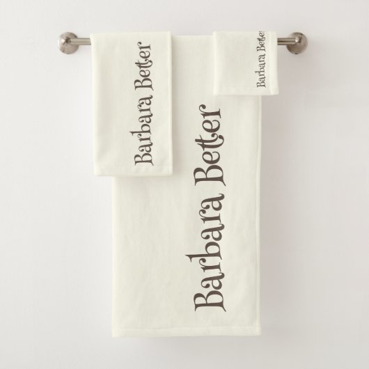 アイボリーミニマルおもしろいリストモノグラム署名 バスタオルセット (インサイチュ)