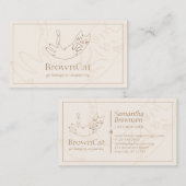 アイボリーミニマルかわいいペット猫 名刺 (正面/裏面)