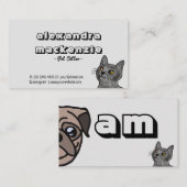 アイボリーミニマルなペットシッター猫と犬ペットケア 名刺 (正面/裏面)