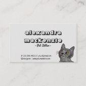 アイボリーミニマルなペットシッター猫と犬ペットケア 名刺 (正面)