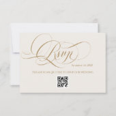 アイボリーミニマルエレガント書結婚道 出欠カード (正面)