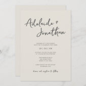 アイボリーミニマルモダンスシンプル結婚式招待状 招待状 (正面/裏面)