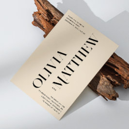 アイボリーミニマル結婚主義婚約パーティ 招待状