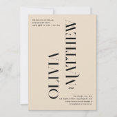 アイボリーミニマル結婚主義婚約パーティ 招待状 (正面)