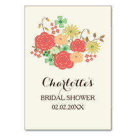 アイボリーミントサンゴフローラブライダルシャワービンゴカード テーブルナンバー