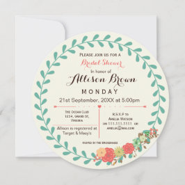 アイボリーミントサンゴフローラブライダルシャワー招待状 招待状
