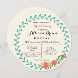 アイボリーミントサンゴフローラブライダルシャワー招待状 招待状